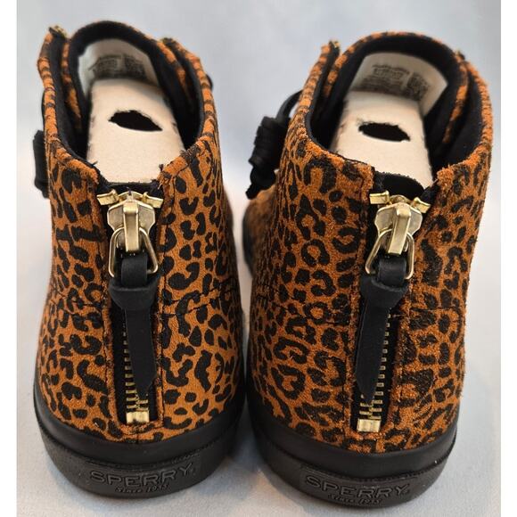 Sperry X Rebecca Minkoff Leather Leopard Print High-Top Sneakers NIB Womens 7.5 - Picture 5 of 12